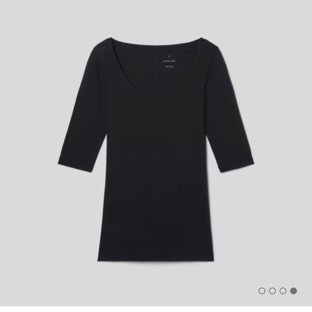 Everlane Pima Ribbed Scoop Neck tee top Black xs